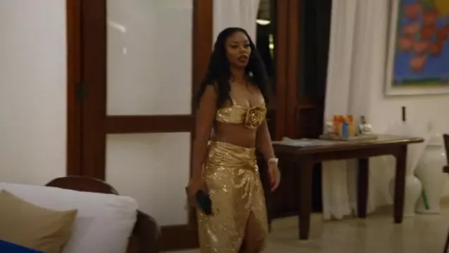 PatBo Rosette Bra Top worn by Keiana Stewart as seen in The Real Housewives of Potomac (S08E15)