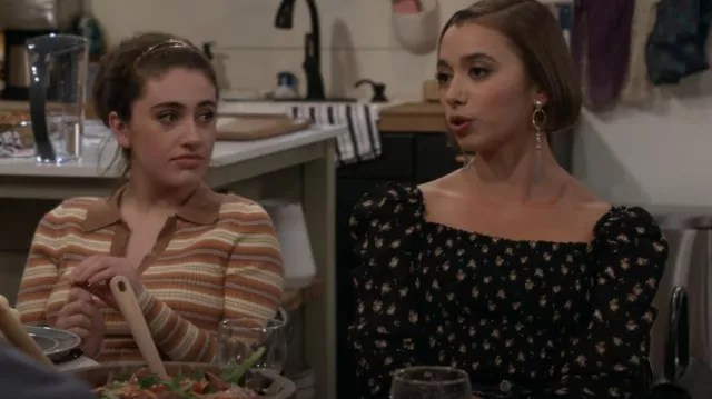 Maje Lithik Top worn by Celia (Emma Pfaeffle) as seen in Call Your Mother (S01E12)