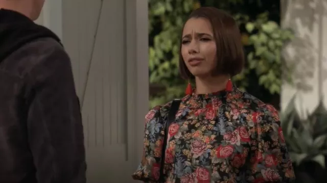 WAYF Duchess Smocked Puff Print Top worn by Celia (Emma Pfaeffle) as seen in Call Your Mother (S01E10)
