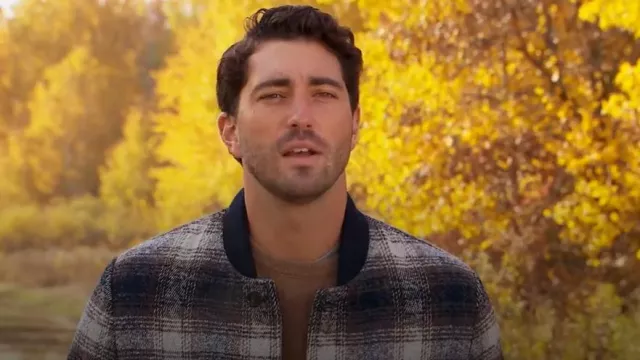 Saks Fifth Avenue Collection Nep Wool Bonbed Bomber Jacket worn by Joey Graziadei as seen in The Bachelor (S22E08)