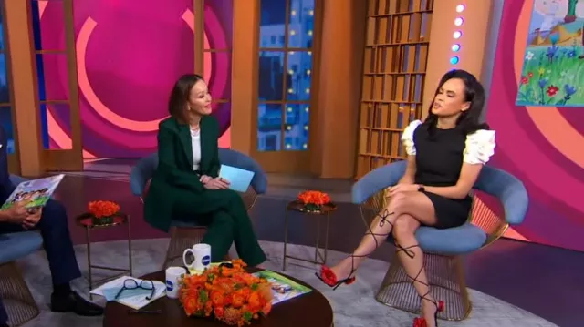 Valentino Garavani Rosette Cap-Sleeve Mini Dress worn by Linsey Davis as seen in Good Morning America on  March 5, 2024