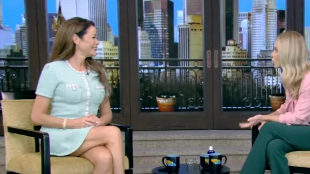 Self Portrait Sequinned Tweed Minidress worn by Denise Richards as seen in LIVE with Kelly and Mark on March 5, 2024