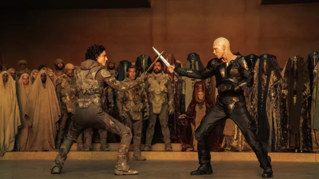 Hoja de cuchillo Fremen utilizada por Paul Atreides (Timothée Chalamet) como se ve en Dune: Parte Dos