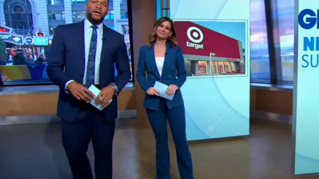 Veronica Beard Royce Stretch Cot­ton Pants worn by Rebecca Jarvis as seen in Good Morning America on March 6, 2024