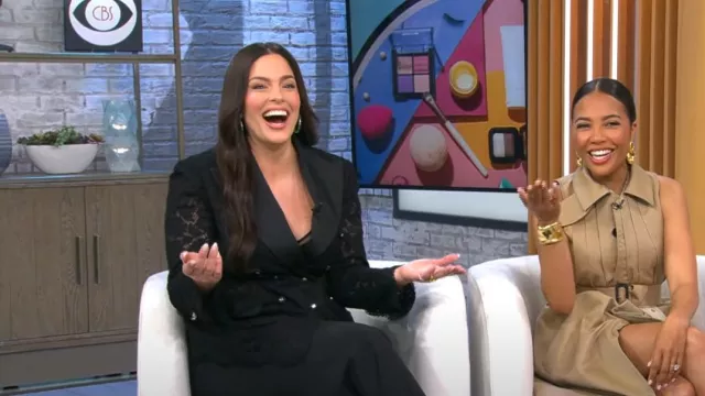 Blazer Turlington en dentelle extensible de marque Dolce & Gabbana porté par Ashley Graham tel qu’on le voit dans CBS Mornings le 7 mars 2024