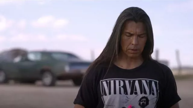 Nirvana Black & White Band Photo Black Tee worn by Peter (David Midthunder) as seen in Chambers (S01E07)