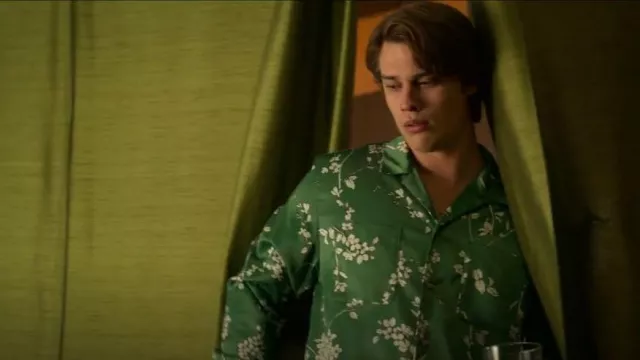 Urban Outfitters Green Floral Cottagecore Relax Satin Buttons Down Shirt worn by Elliot Lefevre (Nicholas Galitzine) as seen in Chambers (S01E08)