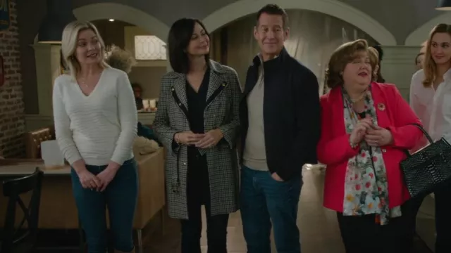 Theory Zebra Knit Sweater worn by Stephanie Borden (Kylee Evans) as seen in Good Witch (S07E06)