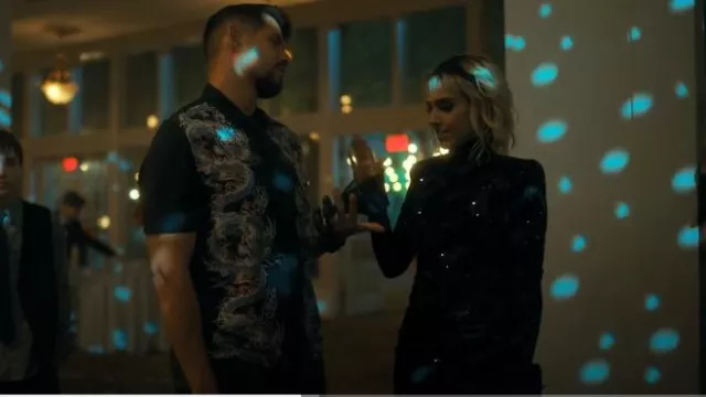Rotate Birger Christensen Miki Sequin Mini Dress worn by Lila Pitts (Ritu Arya) as seen in The Umbrella Academy (S03E08)