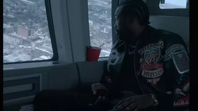 Pelle Pelle Black Leather Embellished 'Bruiser' Jacket worn by Meek Mill in Times Like This (Official Music Video)