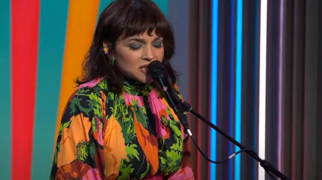 La DoubleJ Floral-Print Minidress worn by Norah Jones as seen in CBS Mornings on March 10, 2024