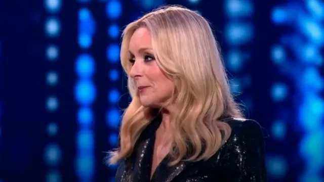 L' Autre Chose Black Se­quined Blaz­er worn by Jane Krakowski as seen in Name That Tune (S03E19)