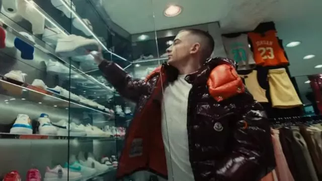 Moncler Burgundy 'Karakorum' Down Jacket worn by ArrDee in Time (Official Video) with @favedb95
