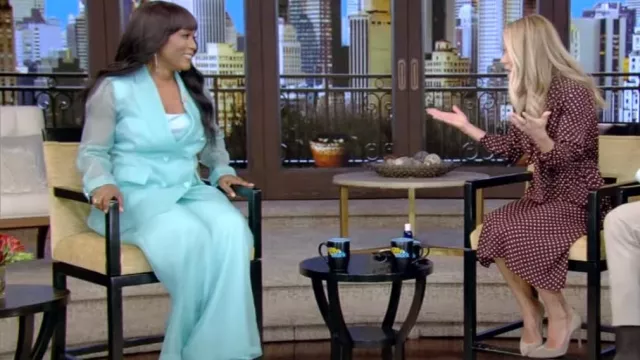 Max Mara Cal­ib­ri Silk Or­gan­za Wide Pants worn by Angela Bassett as seen in LIVE with Kelly and Mark on March 13, 2024