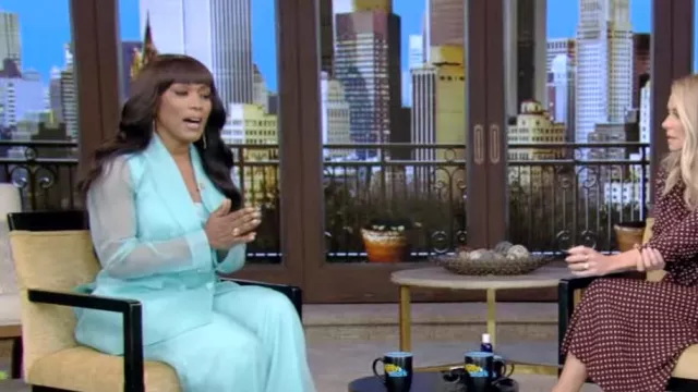 Max Mara Negrar Silk Organza Double Breast Jacket worn by Angela Bassett as seen in LIVE with Kelly and Mark on March 13, 2024
