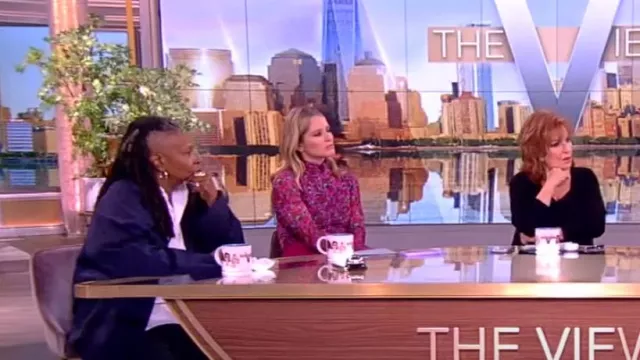 Ganni Floral Mesh Long Sleeve Turtleneck Top worn by Sara Haines as seen in The View on March 13, 2024