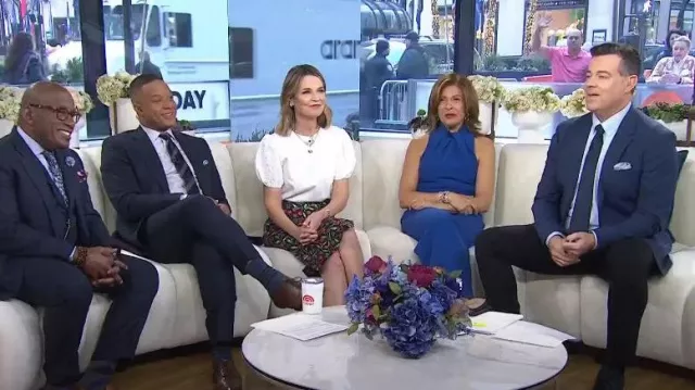 Jason Wu Eyelet Puff-Sleeve Tee worn by Savannah Guthrie as seen in Today on March 13, 2024