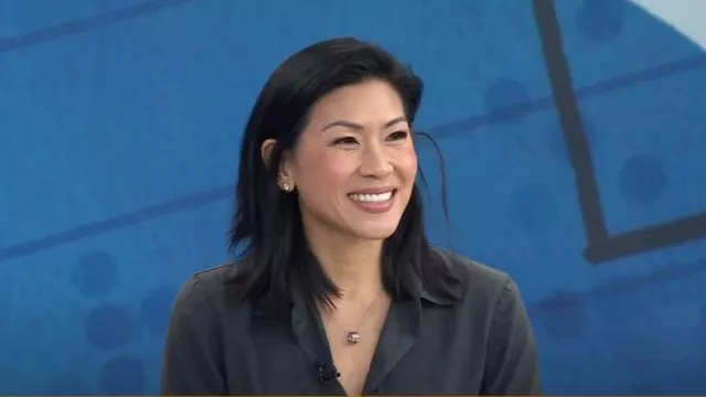James Perse Solid Chest Pocket Shirt worn by Karena Wu as seen in Today on March 14, 2024