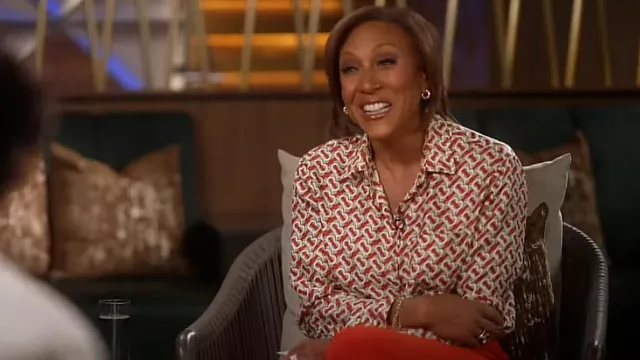 Burberry Monogram Print Shirt worn by Robin Roberts as seen in Good Morning America on March 14, 2024