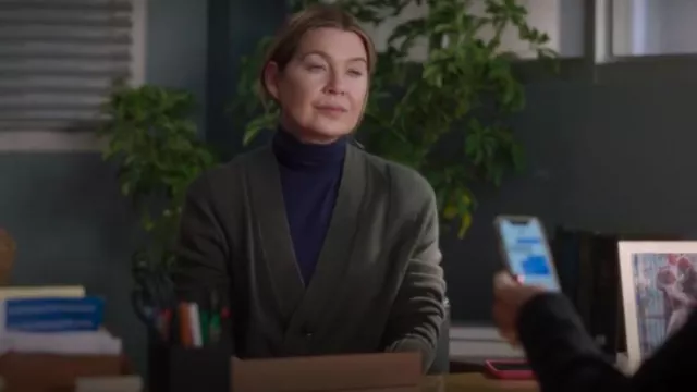 The Great The Wayward Tie Waist Wool Blend Cardigan worn by Meredith Grey (Ellen Pompeo) as seen in Grey's Anatomy (S20E01)