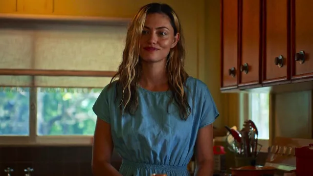 Linen A line dress with short sleeves with pockets, dress for of Frances Bell (Phoebe Tonkin) in Boy Swallows Universe (S01E01)