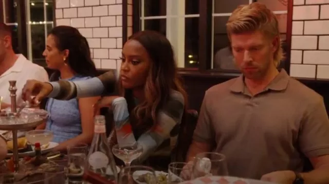 Miaou Power Mesh Long Sleeve Tee In Motion Blue worn by Ciara Miller as seen in Summer House (S08E04)