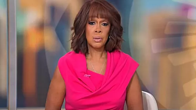 Escada Di­a­ri­na Dress worn by Gayle King as seen in CBS Mornings on March 15, 2024