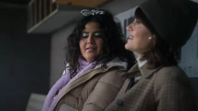 Sam Edelman Mixed Media Puffer Jacket with Faux Fur Trim worn by Lola Rahaii (Natasha Behnam) as seen in The Girls on the Bus (S01E02)