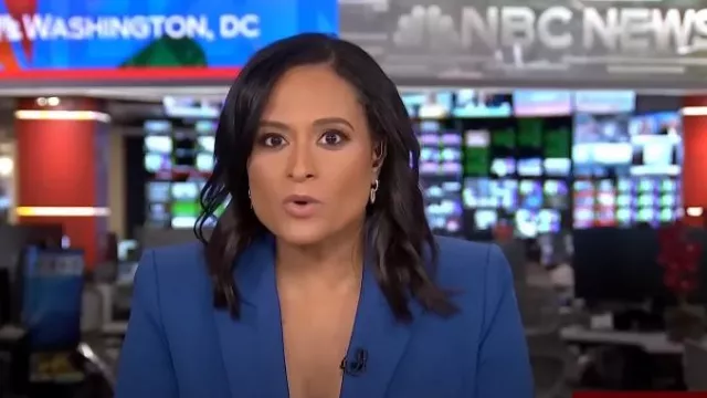 Veronica Beard Miller Double Breasted Dickey Jacket worn by Kristen Welker as seen in Today on March 15, 2024