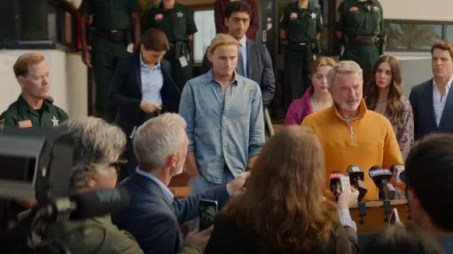 Scotch & Soda Reg­u­lar-Fit Print­ed Den­im Shirt worn by Logan Delaney (Conor Merrigan Turner) as seen in Apples Never Fall (S01E03)