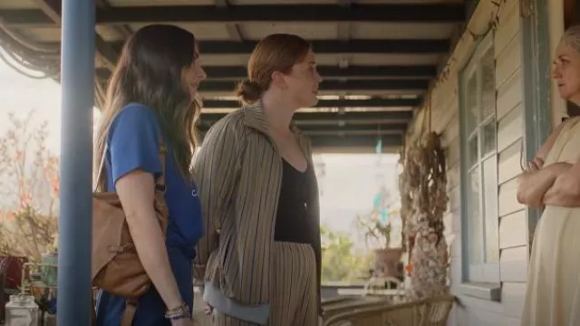 Needles Yel­low Striped Track Jack­et worn by Brooke Delaney (Essie Randles) as seen in Apples Never Fall (S01E06)