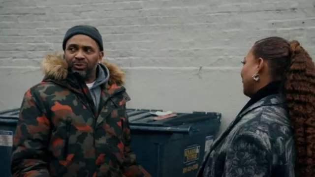 Club Room Green Camo Faux-Fur Hooded Parka Coat Jacket worn by J.J. Cranson (Mike Epps) as seen in The Equalizer (S04E04)