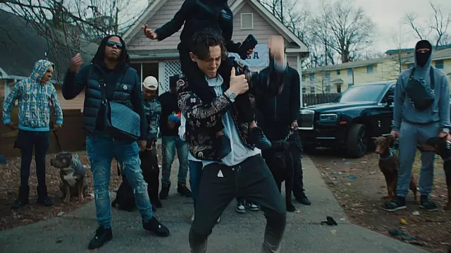 Moncler Marine Bandana Réversible Freville Doudoune porté par Lil Mabu dans Lil Mabu x Lil RT - BIG DOG SH*T (Official Music Video)