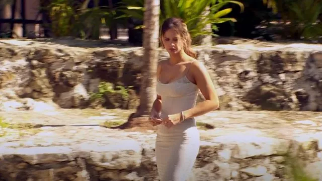 House of CB Nalini Mesh Corset Cocktail Dress in Sand worn by Kelsey  Anderson as seen in The Bachelor (S28E10) | Spotern