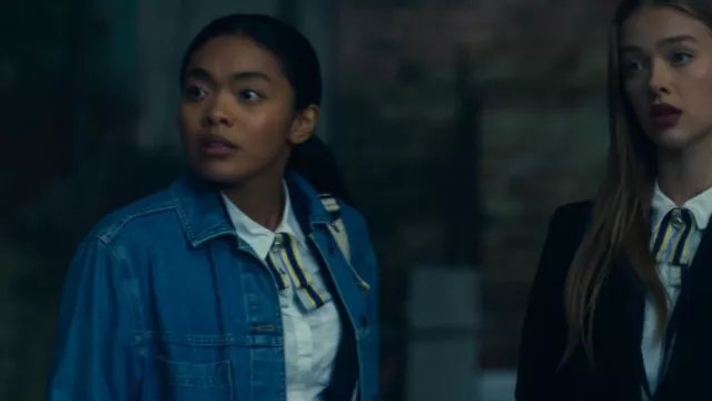 Veste en jean à double poche Topshop portée par Kitty (Kim Adis) comme on le voit dans Get Even (S01E06)