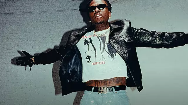Prada Black Wrinkled Leather Bomber Jacket worn by Gunna in Prada Dem (feat. Offset) [Official Video]