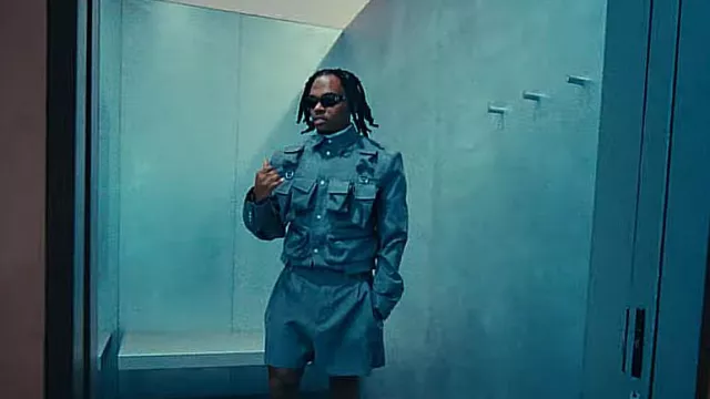 Saint Laurent Eyewear Gafas de sol rectangulares negras usadas por Gunna en Prada Dem (feat. Offset) [Video oficial]