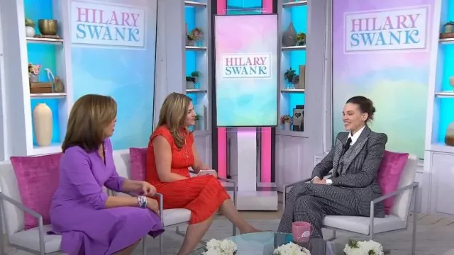 Sergio Hudson Prince Of Wales Check Signature Pant worn by Hilary Swank as seen in Today with Hoda & Jenna on March 19, 2024