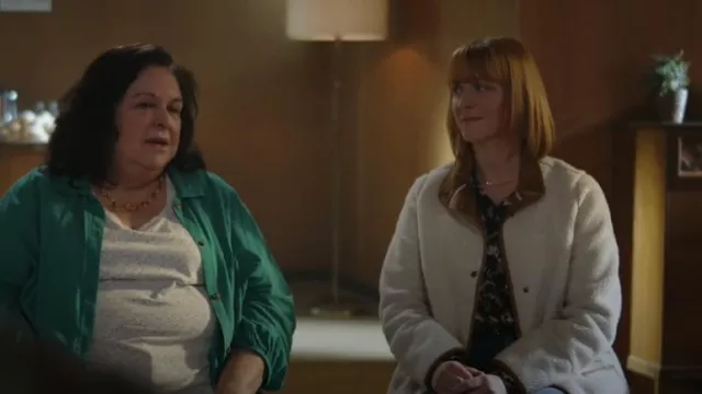 Old Navy Snap-Front Long Sherpa Coat worn by Cindy (Rosie Choo Pidcock) as seen in Resident Alien (S03E06)