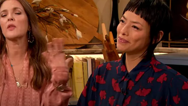 Jason Wu Gingko Print Blouse worn by Pilar Valdes as seen in The Drew Barrymore Show on March 18, 2024