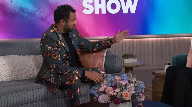 Asos Relaxed Suit In Graffiti Print worn by Kal Penn as seen in The Kelly Clarkson Show on March 20, 2024