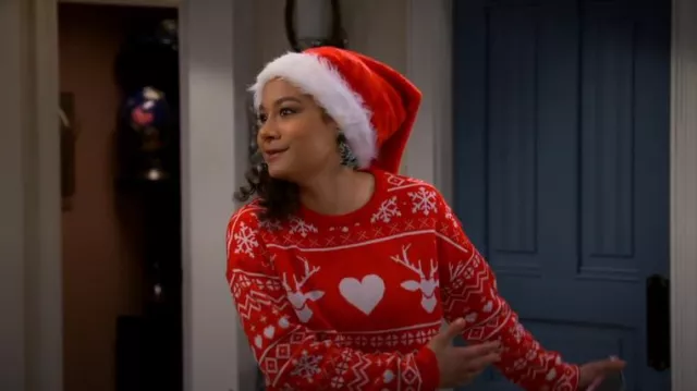 Threadbare Christmas Cropped Jumper In Red worn by Hartley (Kayden Muller-janssen) as seen in The Villains of Valley View (S02E19)