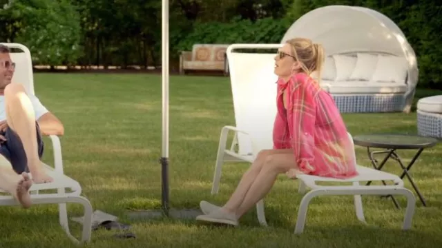 Liz Claiborne Pink Plaid SHirt worn by Ashley Farrell as seen in Selling the Hamptons (S02E02)