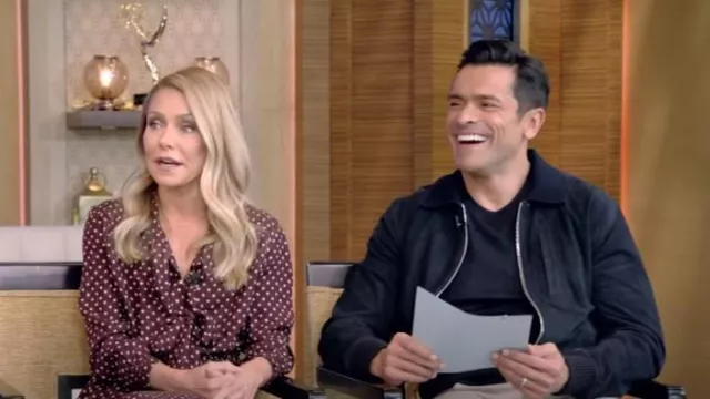 Officine Generale Mathieu Suede Jacket worn by Mark Consuelos as seen in LIVE with Kelly and Mark on March 25, 2024