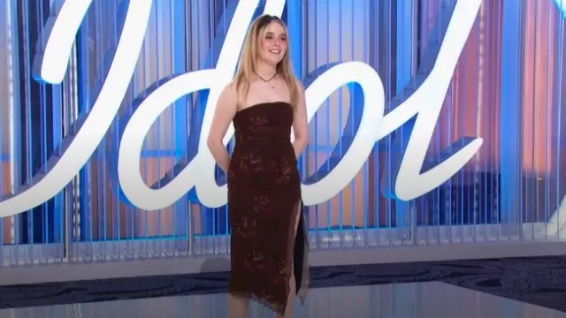 Urban Outfitters UO Samara Mesh Strapless Midi Dress worn by Kellie as seen in American Idol (S22E05)