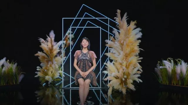 Isabel marant Flo­ral-print Cut-out Chif­fon Minidress worn by Choi Hye-seon as seen in Single's Inferno (S03E01)