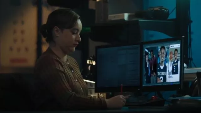 Re/done Poor Boy Rib Wool Slim-Fit Cardigan worn by Special Agent Hana Gibson (Keisha Castle-Hughes) as seen in FBI: Most Wanted (S05E06)