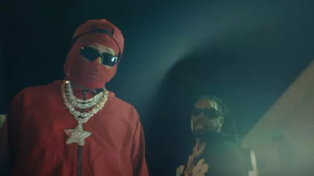 Rick Owens Passamontagna Skull Cardinal Red worn by Future in Young Metro by Metro Boomin, The Weeknd (Official Music Video)