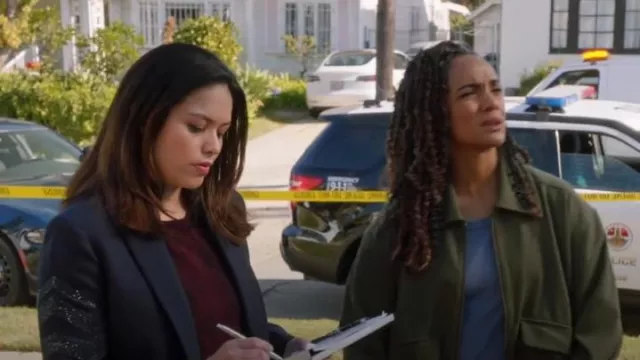 C by Bloomingdale's Snake Print Cashmere Sweater worn by Angela Lopez (Alyssa Diaz) as seen in The Rookie (S06E04)