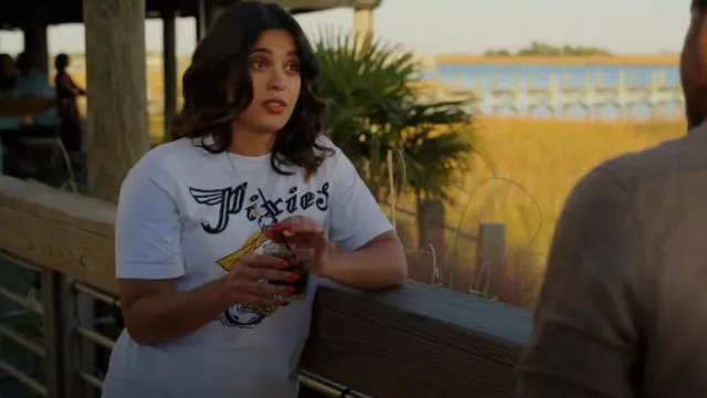 Pixies White Pixies Tony T-Shirt worn by Patsy (Otmara Marrero) as seen in Florida Man (S01E07)